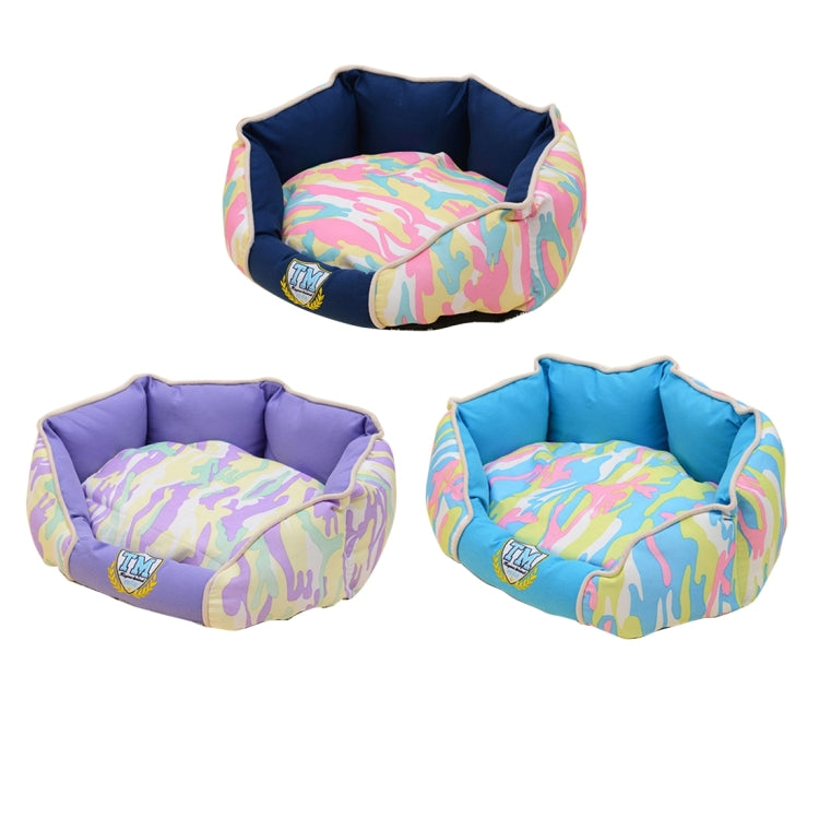 Fashion Camouflage Fully Washable Pet House Nest, Middle Size: 65.0 x 55.0 x 22.0cm(Blue)