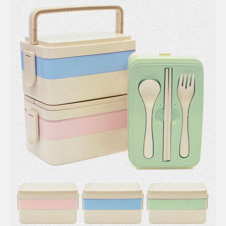 Japanese Tableware Wheat Stalk Three Layers Lunch Sushi Box, Size: 19*12.5*10.5cm (Green)