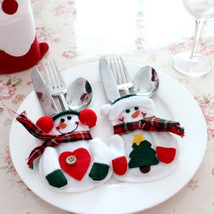 2 PCS Christmas Decoration Snowman Cutlery Holder