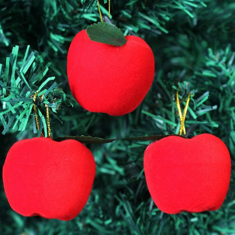 12 PCS Christmas Tree Decoration Red Apple Hang Ornament with Lanyard