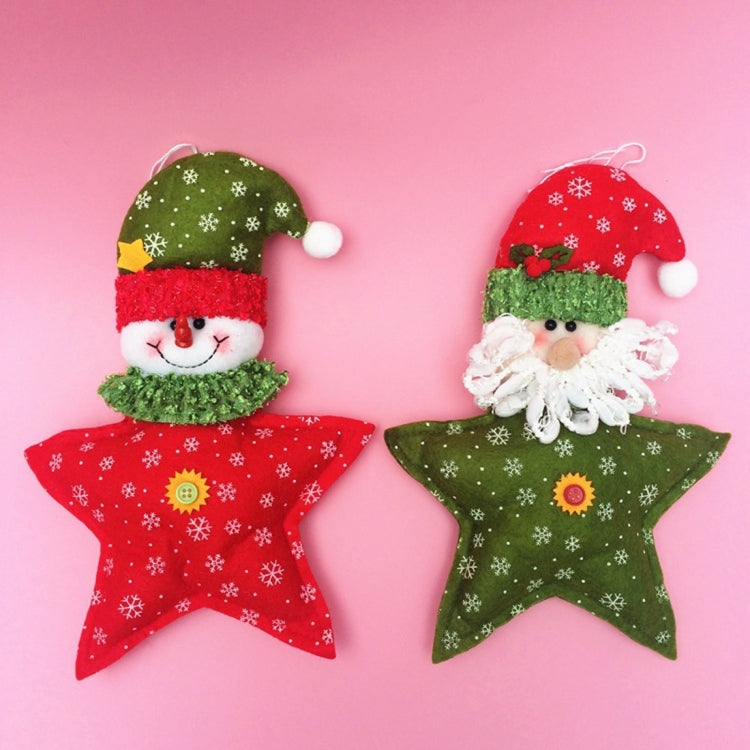 2 PCS Christmas Decoration Santa Claus / Snowman Star Shaped Hang Ornament with Lanyard