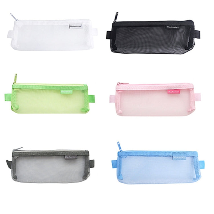 5 PCS Portable Simple and Transparent Mesh Pen Bag Storage Bag Large Capacity Stationery Bag, Random Color Delivery
