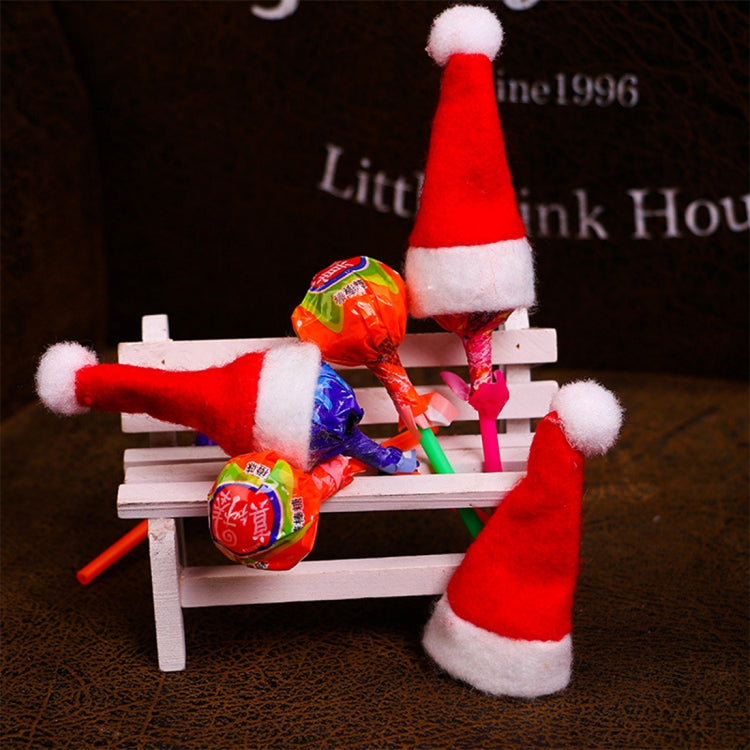 20 PCS Christmas Dinner Table Decoration Candy Lollipop Hat, Non-woven Fabric Mini Christmas Hat