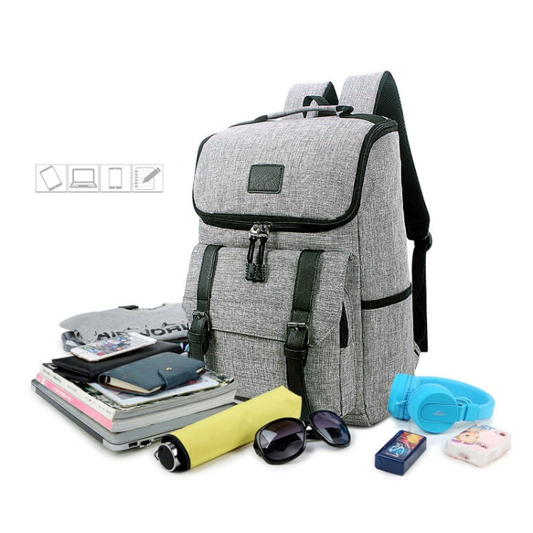 Universal Multi-Function Canvas Laptop Computer Shoulders Bag Leisurely Backpack Students Bag, Size: 43x30x14cm, For 15.6 inch and Below Macbook, Samsung, Lenovo, Sony, DELL Alienware, CHUWI, ASUS, HP(Black)