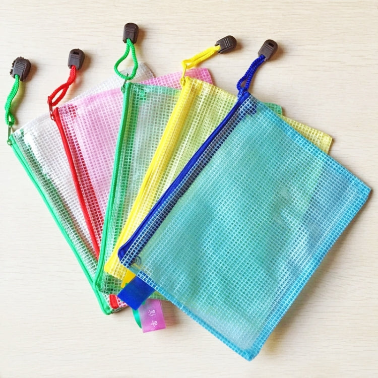 12 PCS Zipper Plastic Mesh Stationery Bag, Random Color Delivery (B6, Size: 15x19cm)