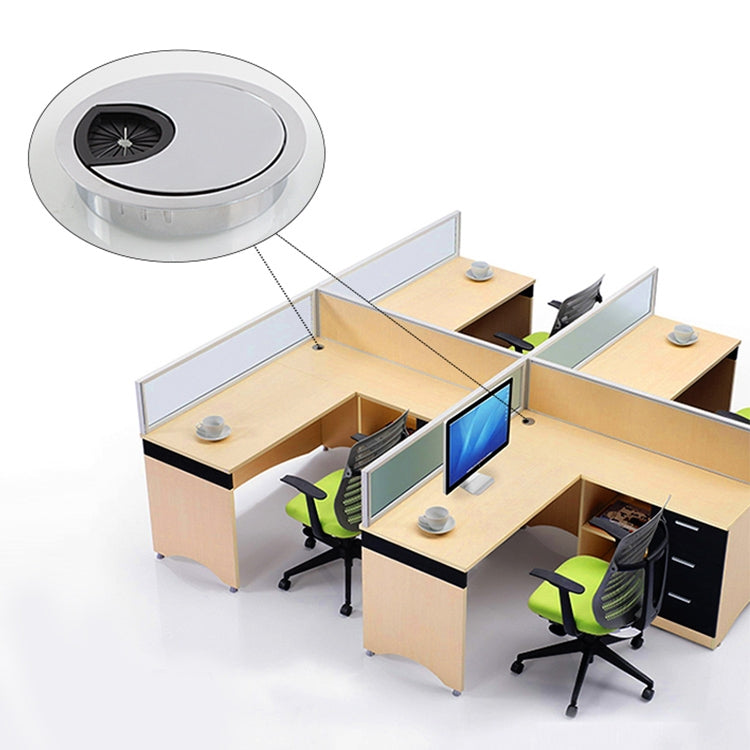 2 PCS Desk Computer Desktop Zinc Alloy Round Threading Box Hole Cover, Hole Diameter: 80mm