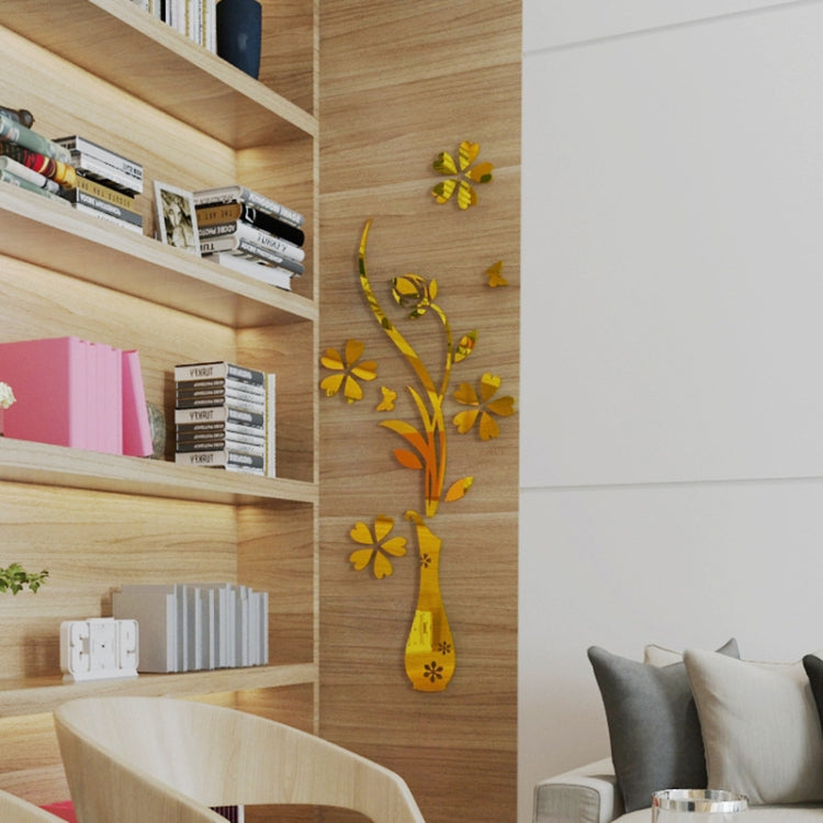 2 PCS Creative 3D Vase Style Mirror DIY Wall Sticker Set, Size: 40*60cm