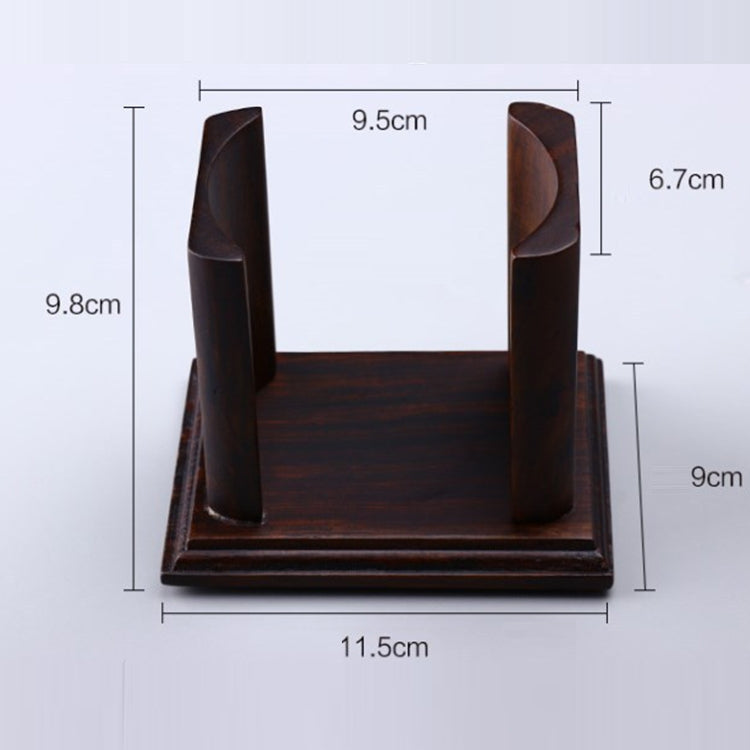 Retro Solid Wood Black Sandalwood Tea Cup Cushion Set,