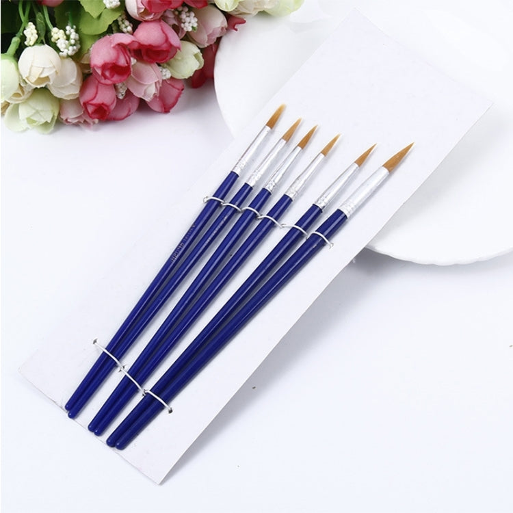 6 PCS Artists Painting Brush Set Nylon Hair Acrylic Watercolor Pointed Tip Pen Drawing Art Supplies