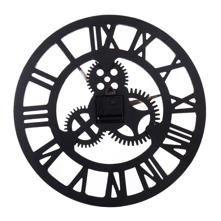 Retro Wooden Round Single-sided Gear Clock Rome Number Wall Clock, Diameter: 80cm
