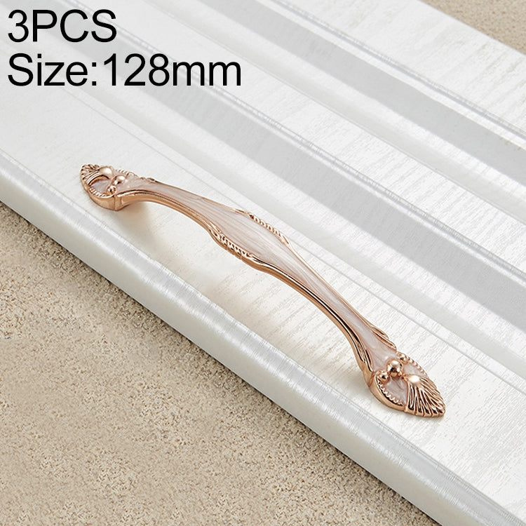3 PCS 6566-128 White Amber Drawer Cabinet Door European Style Palace Gemstone Handle