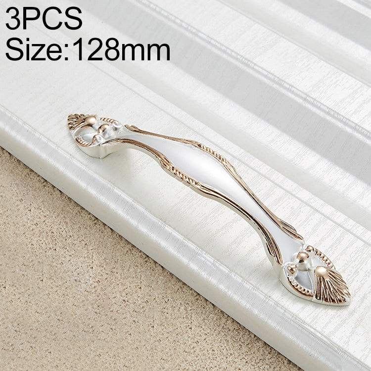 3 PCS 6566-128 Gold + Silver Drawer Cabinet Door European Style Palace Gemstone Handle