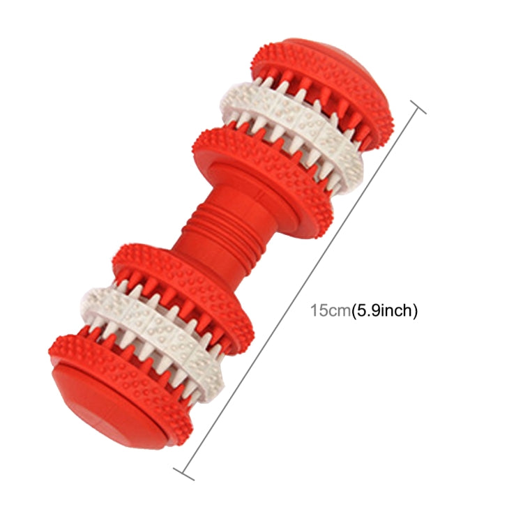 Dog Toy for Pets Tooth Cleaning Chewing Dumbbells Shape Toys of Non-Toxic Soft Rubber , Large Size,Length:15cm