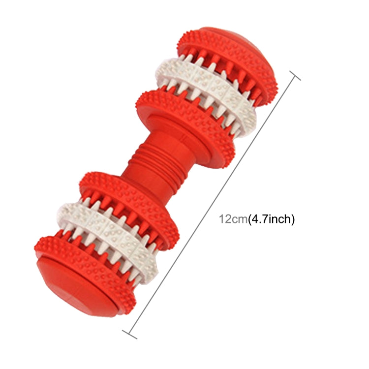 Dog Toy for Pets Tooth Cleaning Chewing Dumbbells Shape Toys of Non-Toxic Soft Rubber , Small Size,Length:12cm