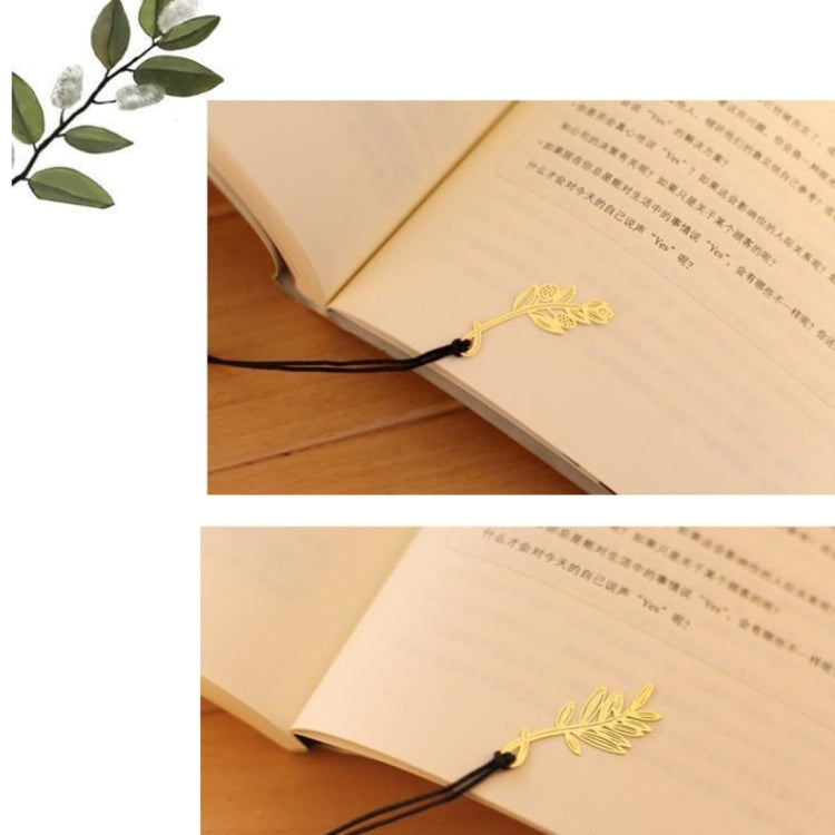 4 PCS Office Supplies Stationery Cute Gold Metal Bookmark Plants Paper Clip for Book, Random Style Delivery