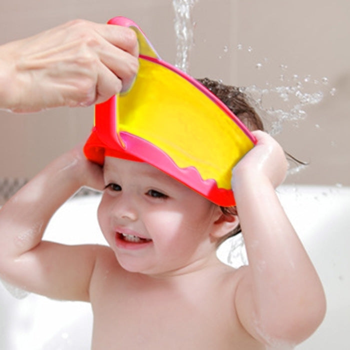 Cup Shaped Adjustable Baby Children PP Shower Caps (Yellow + Pink)