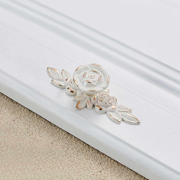 5 PCS 6603 Small Ivory White Drawer Cabinet Door Rose Shape Handle