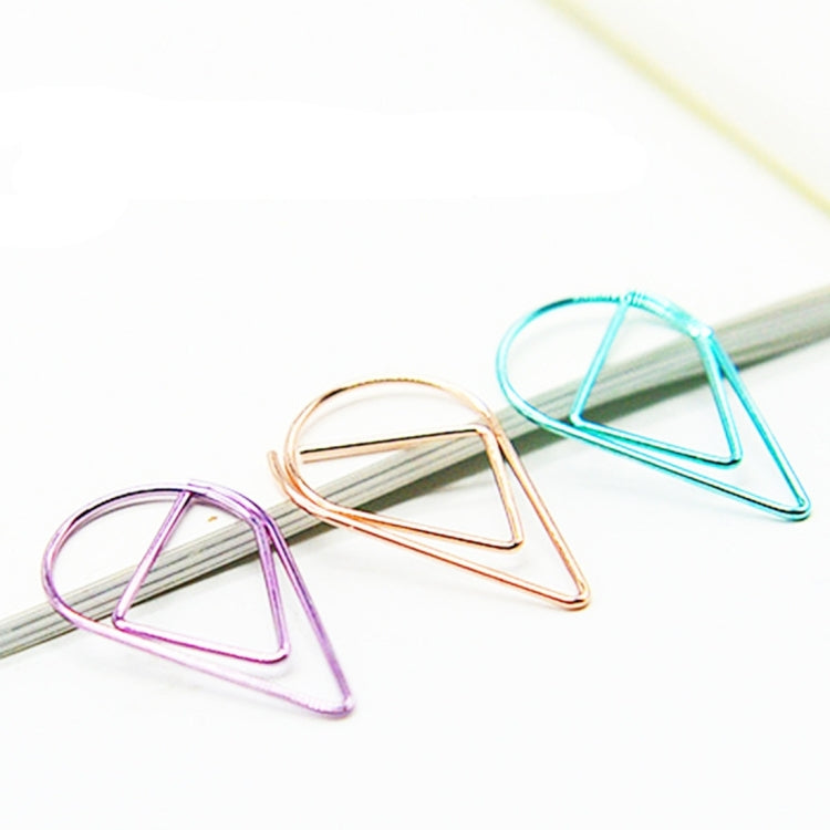 50 PCS Metal Material Water Drop Shape Paper Clips Color Funny Bookmark Office Shool Stationery Marking Clips, Random Color Delivery