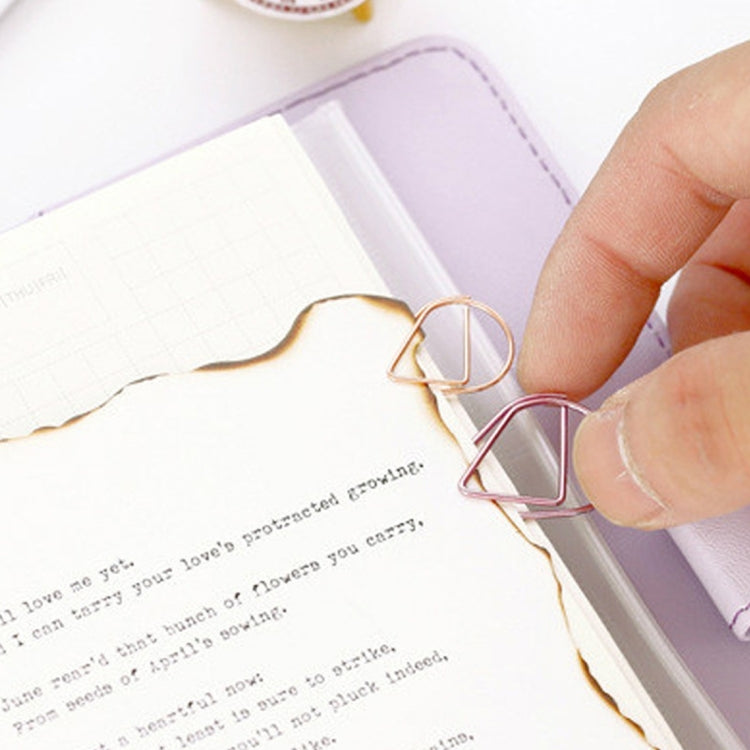 50 PCS Metal Material Water Drop Shape Paper Clips Color Funny Bookmark Office Shool Stationery Marking Clips, Random Color Delivery