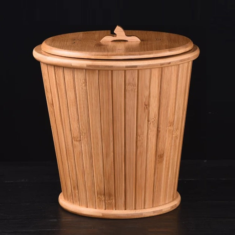 Bamboo Drainage Tea Slag Bucket Kung Fu Teaware Accessories with lid, Size: 27x28cm