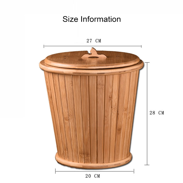 Bamboo Drainage Tea Slag Bucket Kung Fu Teaware Accessories with lid, Size: 27x28cm