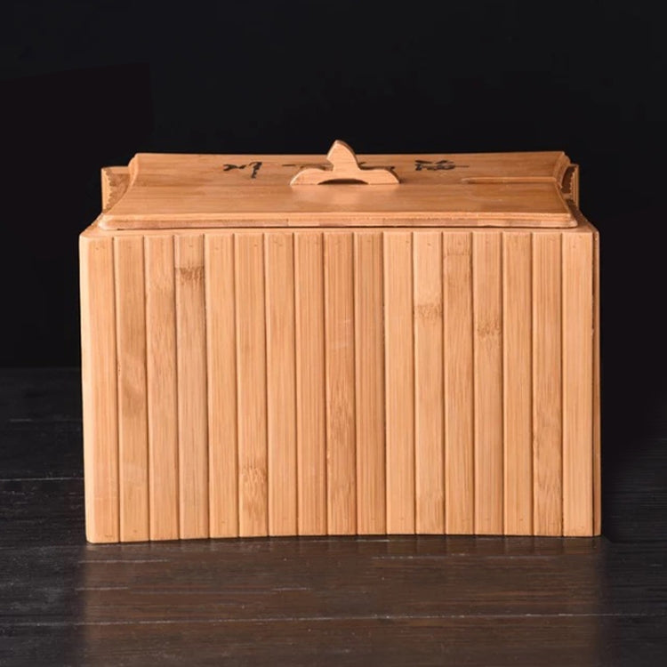Bamboo Drainage Tea Slag Bucket Kung Fu Teaware Accessories with lid, Size: 29.9x21.5cm