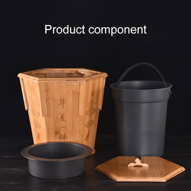 Bamboo Drainage Tea Slag Bucket Kung Fu Teaware Accessories with lid, Size: 31x31cm