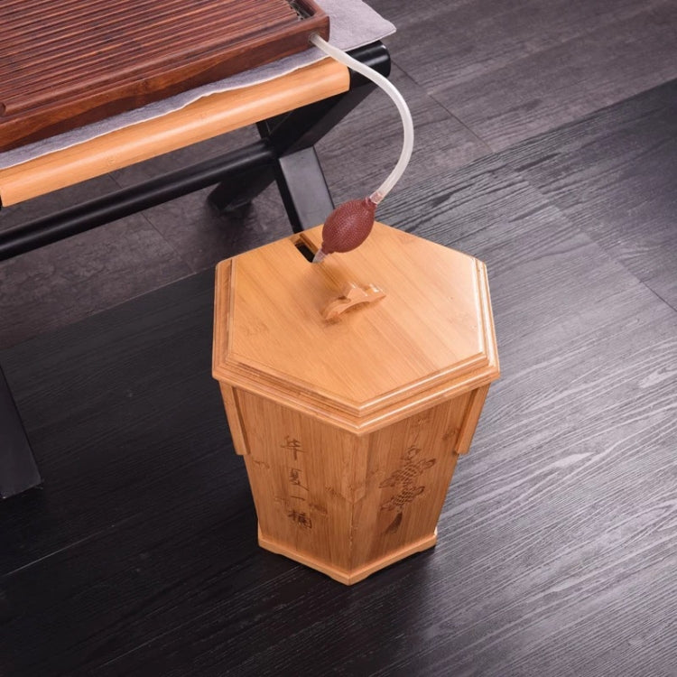 Bamboo Drainage Tea Slag Bucket Kung Fu Teaware Accessories with lid, Size: 31x31cm