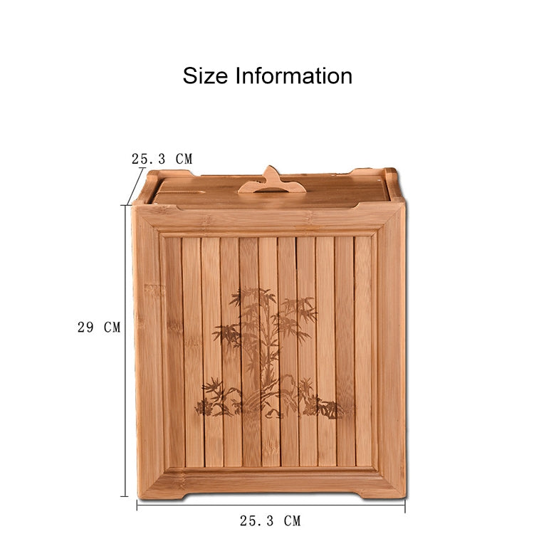 Bamboo Drainage Tea Slag Bucket Kung Fu Teaware Accessories with lid, Size: 25.3x29cm