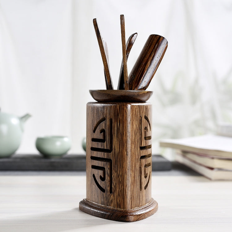 5 in 1 Tea Needle + Tea Clamp + Teaspoon + Tea Steak + Tea Barrel Kungfu Teaism Tea Set Teaware Accessories, Wenge Triangle