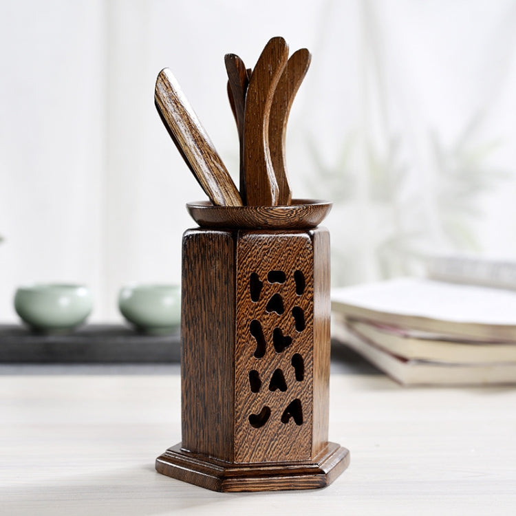 5 in 1 Tea Needle + Tea Clamp + Teaspoon + Tea Steak + Tea Barrel Kungfu Teaism Tea Set Teaware Accessories, Wenge Pentagon