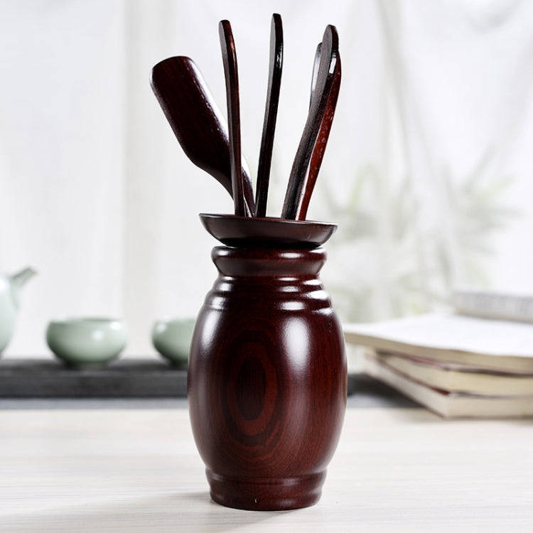 5 in 1 Tea Needle + Tea Clamp + Teaspoon + Tea Steak + Tea Barrel Kungfu Teaism Tea Set Teaware Accessories, Engineered Wood Drum Type