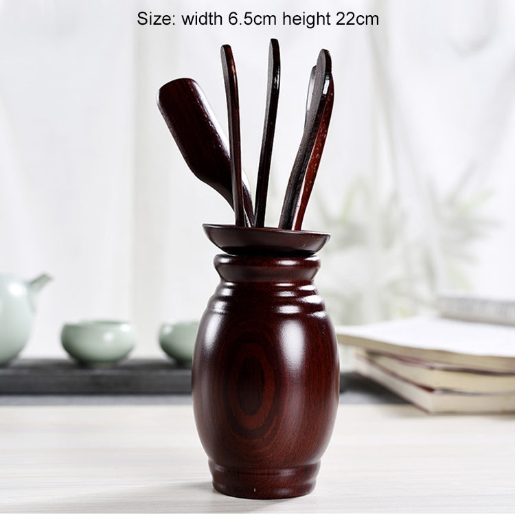 5 in 1 Tea Needle + Tea Clamp + Teaspoon + Tea Steak + Tea Barrel Kungfu Teaism Tea Set Teaware Accessories, Engineered Wood Drum Type