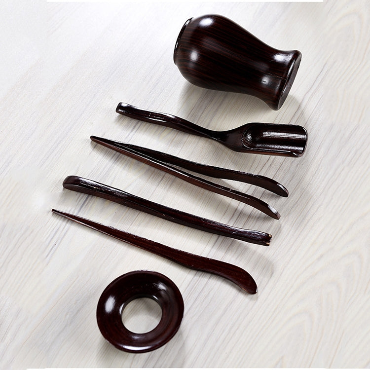 5 in 1 Tea Needle + Tea Clamp + Teaspoon + Tea Steak + Tea Barrel Kungfu Teaism Tea Set Teaware Accessories, Engineered Wood Vase Type