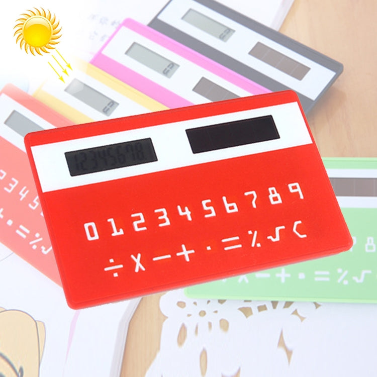 10 PCS 8 Digits LCD Screen Portable Ultra-thin Solar Calculator, Random Color Delivery
