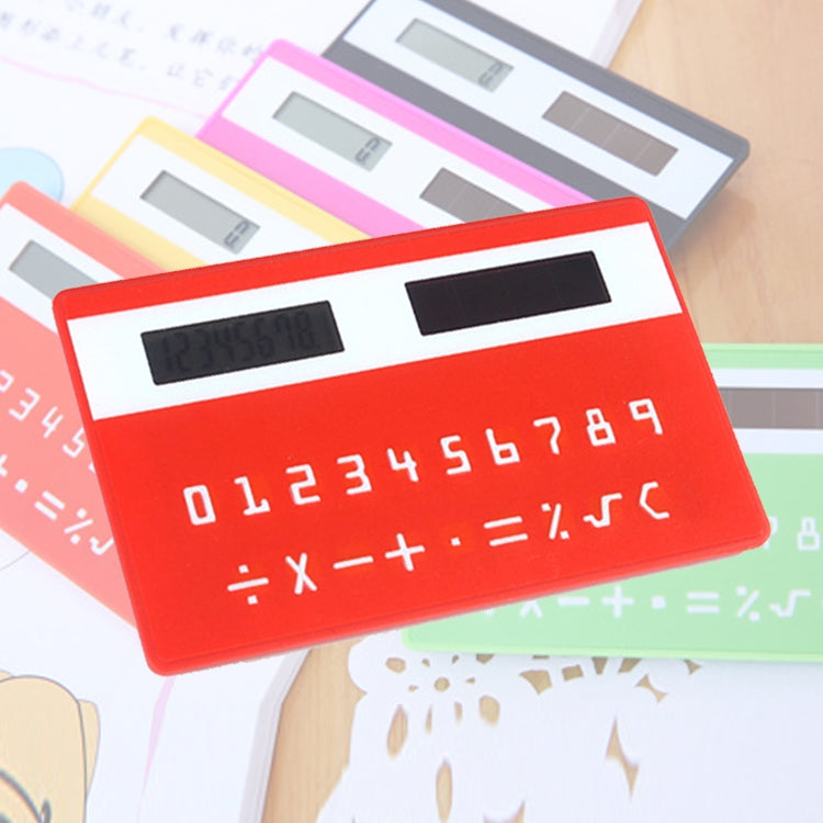 10 PCS 8 Digits LCD Screen Portable Ultra-thin Solar Calculator, Random Color Delivery