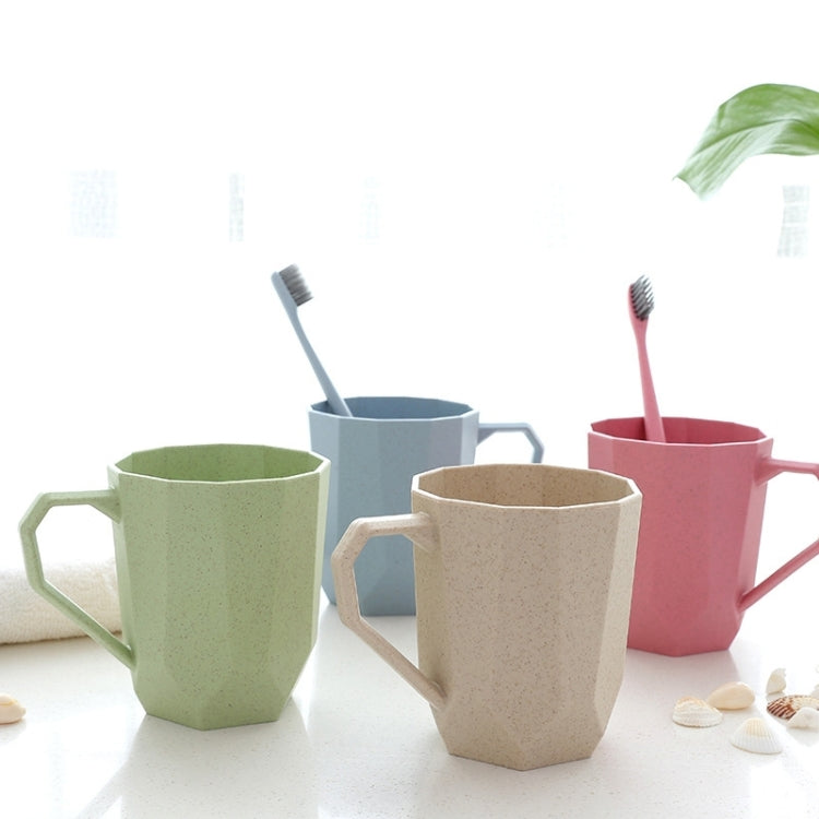 Creative Wheat Straw Fiber Diamond Shaped Washing Gargle Mug Water Mug with Handgrip Eco-friendly Tea Cup Milk Mugs