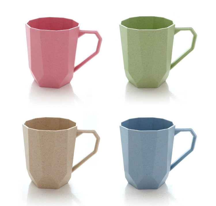 Creative Wheat Straw Fiber Diamond Shaped Washing Gargle Mug Water Mug with Handgrip Eco-friendly Tea Cup Milk Mugs
