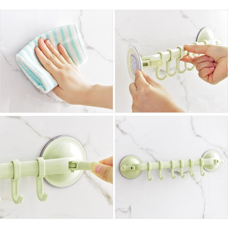 10 PCS Non-trace Sticking Hook Bathroom Kitchen Home Simple Strong Double Sucker Six Hook Organizer Hanging Storage Hook,Random Color Delivery