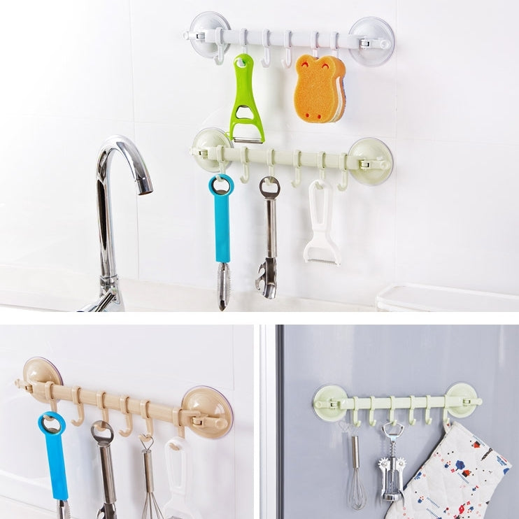 10 PCS Non-trace Sticking Hook Bathroom Kitchen Home Simple Strong Double Sucker Six Hook Organizer Hanging Storage Hook,Random Color Delivery