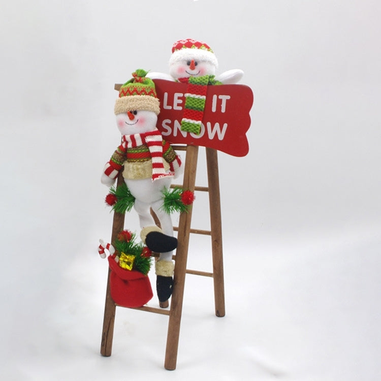 Handmade Christmas Decorations Cloth Art Plush Santa Snowman Ladder Scene Window Decoration, Size: 50 x 14cm