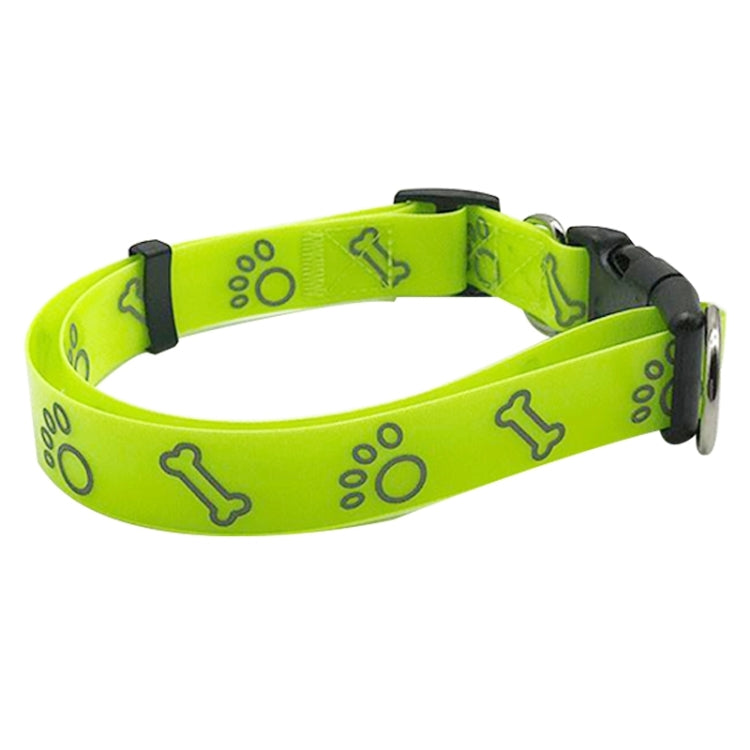 TPU Material Reflective Waterproof Adjustable Dual Loop Green Pattern Pet Dogs Collar, Size: L, Collar Size: 37-65 cm
