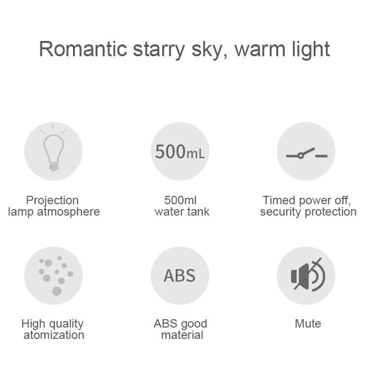 WT-A99 2W Crystal LED Night Light Projection Humidifier Essential Oil Diffuser Air Fresher Mist Maker, Capacity: 500ml, DC 5V