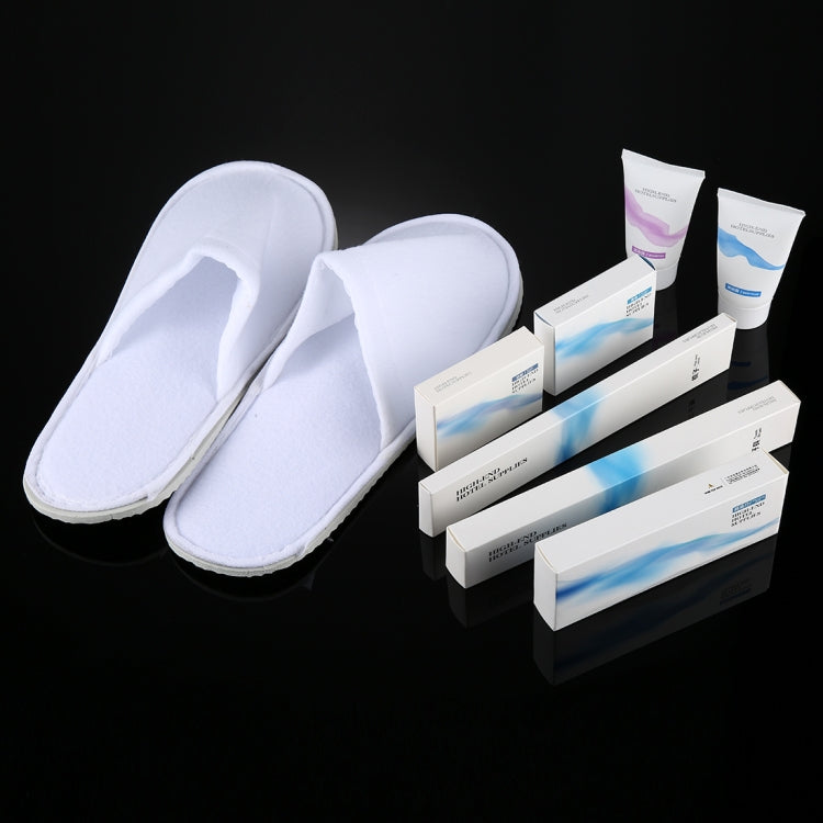 8 in 1 Portable Disposable Hotel Supplies Kit, Including Slippers, Shaving Kit, Toothbrush Kit, Bath Cap, Soap, Comb, Shampoo, Body Wash