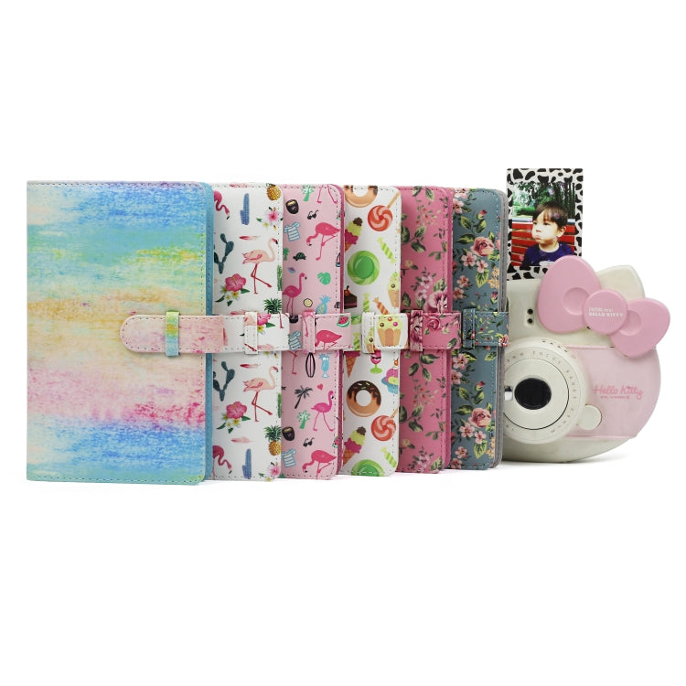 Rainbow Oil Painting Pattern 3 inch DIY PU Mini Creativity Insert Type 32 Pages Exquisite Photo Album for Polaroid