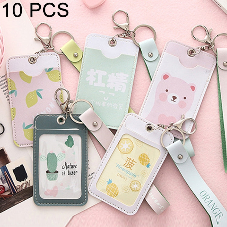 10 PCS Creative Lovable Ultra Thin Mini Bus Card Work Card Student ID Card with Lanyard, Size: 11*6.5cm, Random Style Delivery