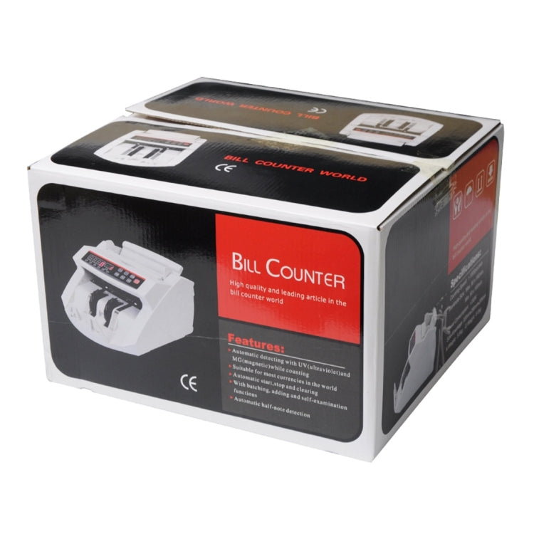 YBC-2108 Paper Currency Counting Money Counter with External LCD Display, Support UV Light & Magnetic Counterfeit Detection / Half-note Dection, AC 110-240V(White)