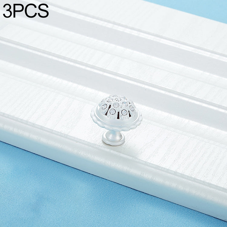 3 PCS 6292 Single Hole Silver Crystal Glass Diamond Drawer Cabinet Handle