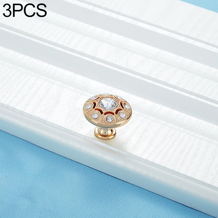 3 PCS 6293 Single Hole Gold Crystal Glass Diamond Drawer Cabinet Handle