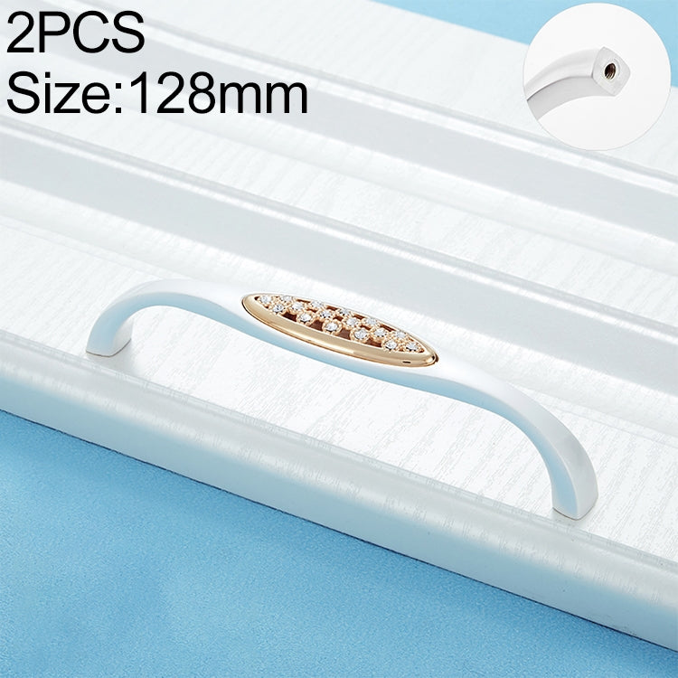 2 PCS 6550_128 Single Hole Silver Crystal Glass Diamond Drawer Cabinet Handle